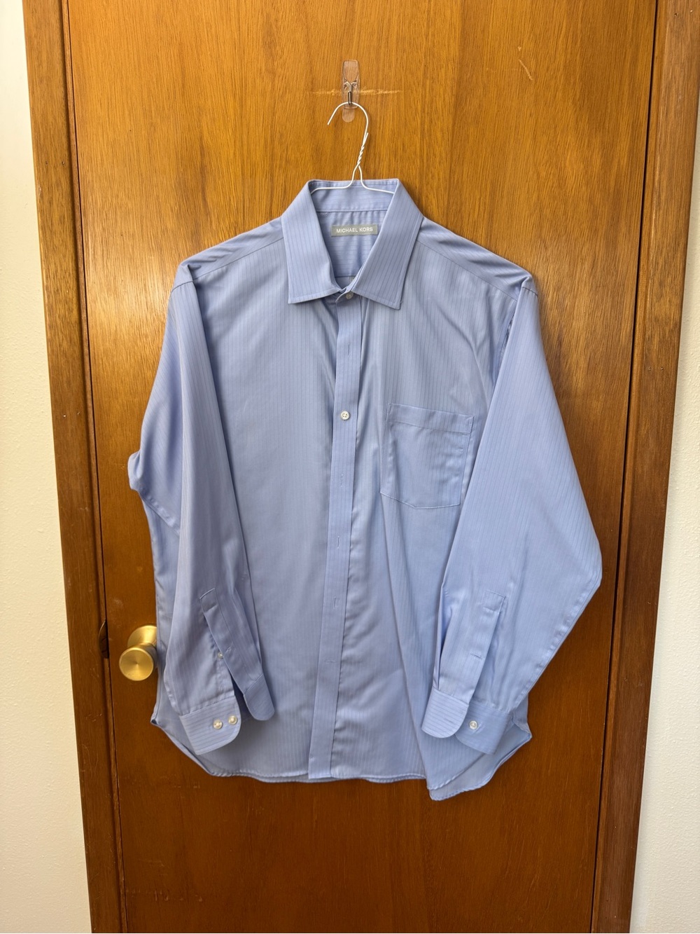 Michael Kors Men's Blue Pinstripe Dress Shirt